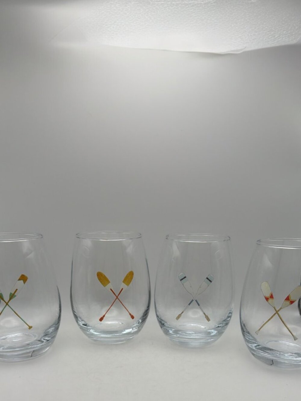 Sara Fitz Nautical Design Oars Print Design Glasses NEW W/O Tag Set 4